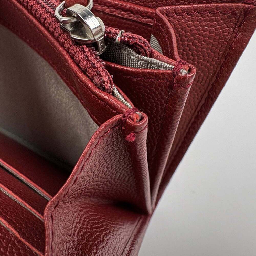 CHANEL Red Leather Logo Wallet - Picture 7 of 11